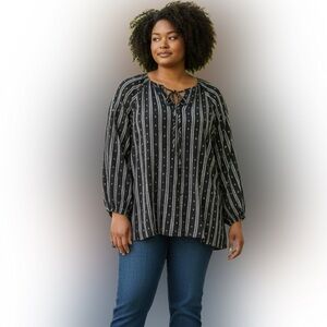 Sonoma Black and White Patterned Blouse